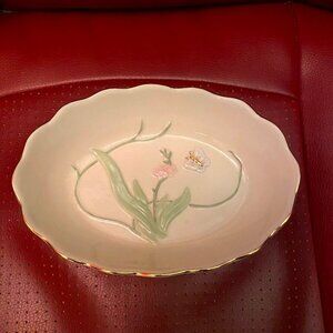 Lenox Butterfly Meadow Oval Hand Painted Porcelain Candy/Trinket Dish 24kt. Gold